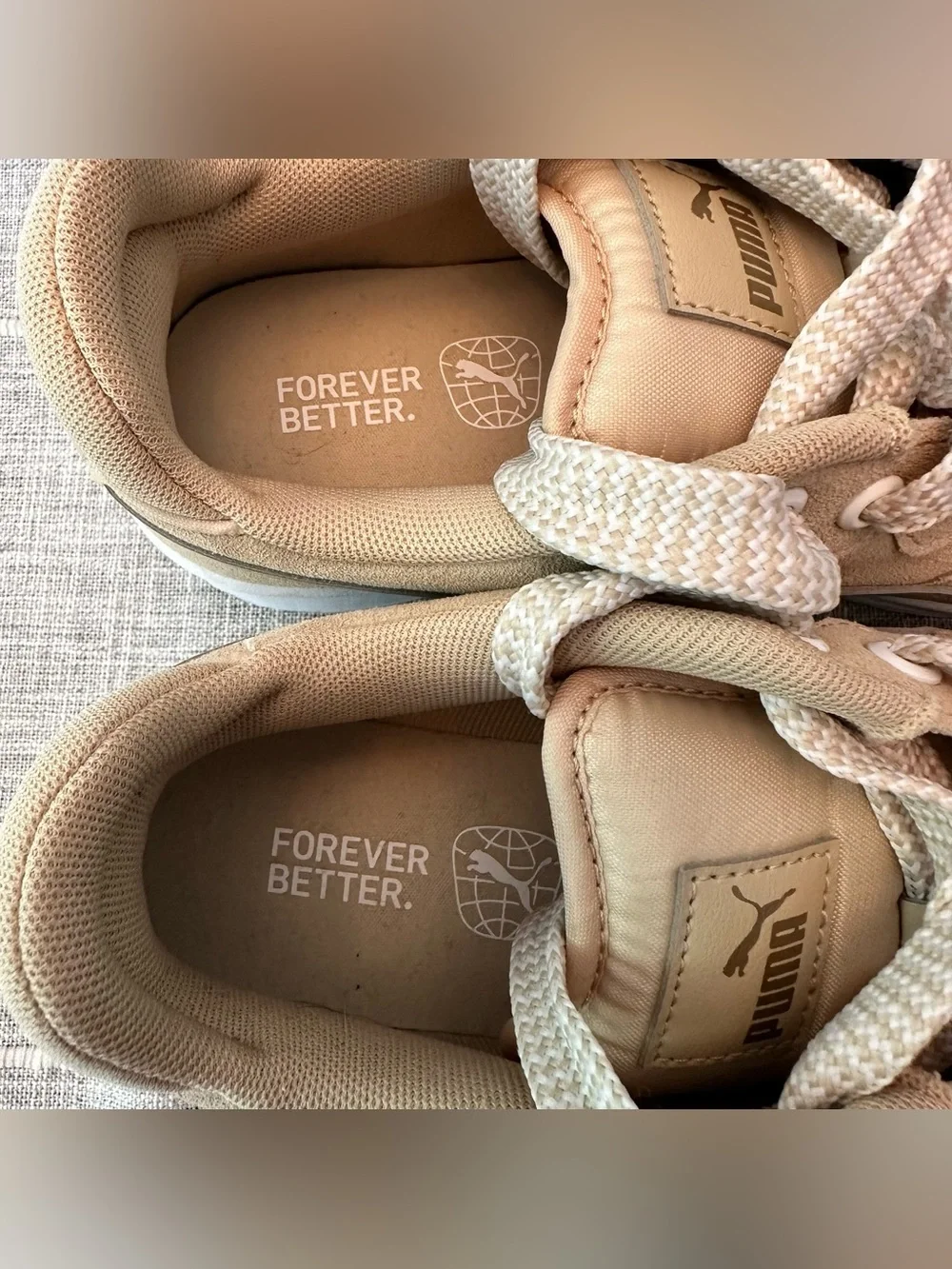 Puma Carina Street Platform Sneakers Women 9 Beige Thick‎ Lace Streetwear